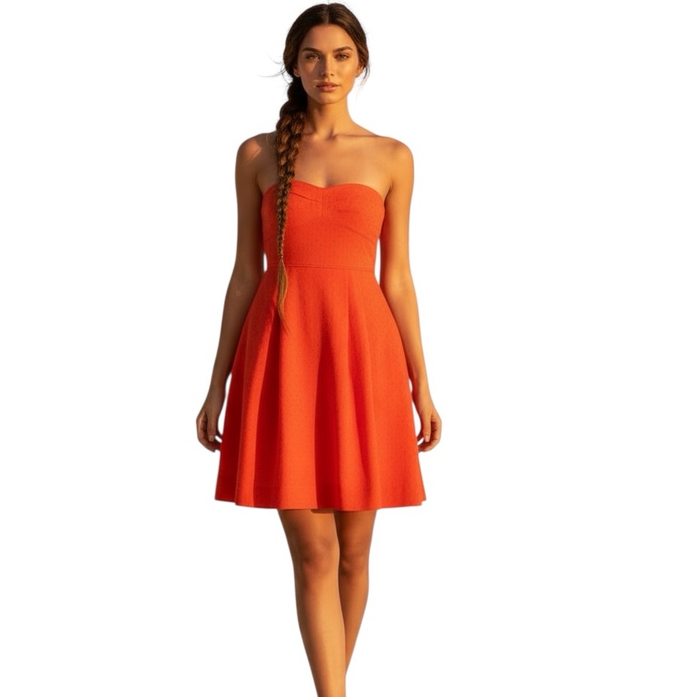 orange eyelet dress Marley Coral Midi | Women's Clothing Eyelet Neckline Eyelet Embroidery Dress Orange Eyelet